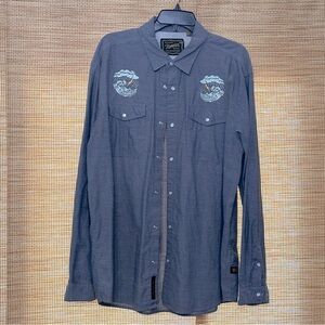 Howler Brothers blue/gray long sleeve gaucho snap shirt in Men’s XL